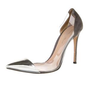 Gianvito Rossi Silver/Grey Leather, Suede and PVC Plexi Pumps |Size 37|